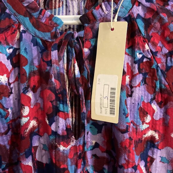 #90 Women's Esprit Cotton Midi Short Sleeve Tie neck Dress, Size Small - Picture 4 of 10